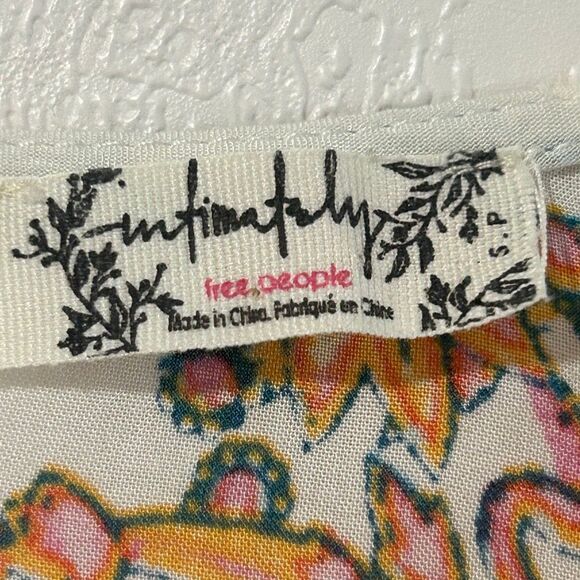 Free People Intimately Boho Floral Paisley Swing Tank Top SZ S Cream Multicolor - Picture 4 of 5